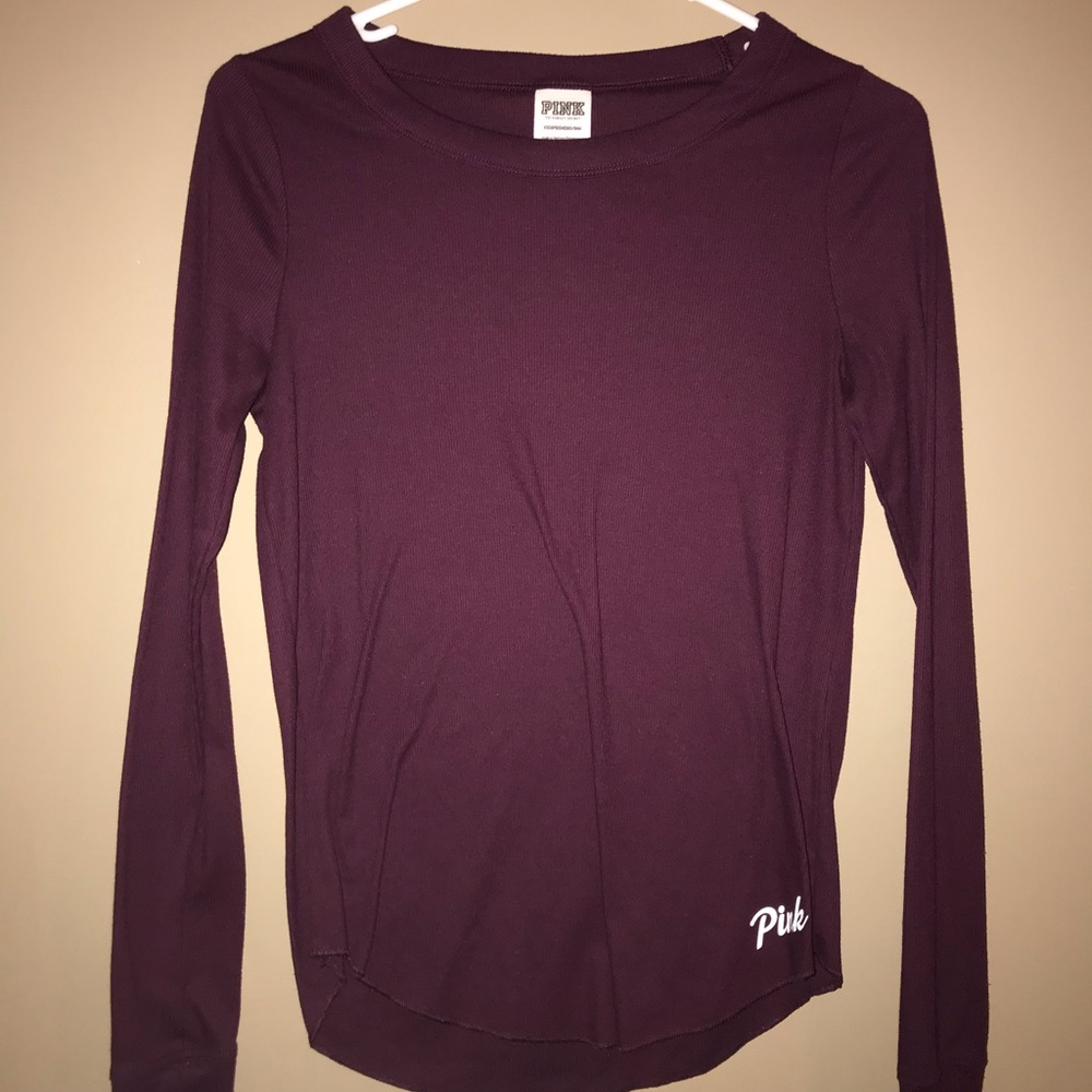 PINK maroon fitted long sleeve top